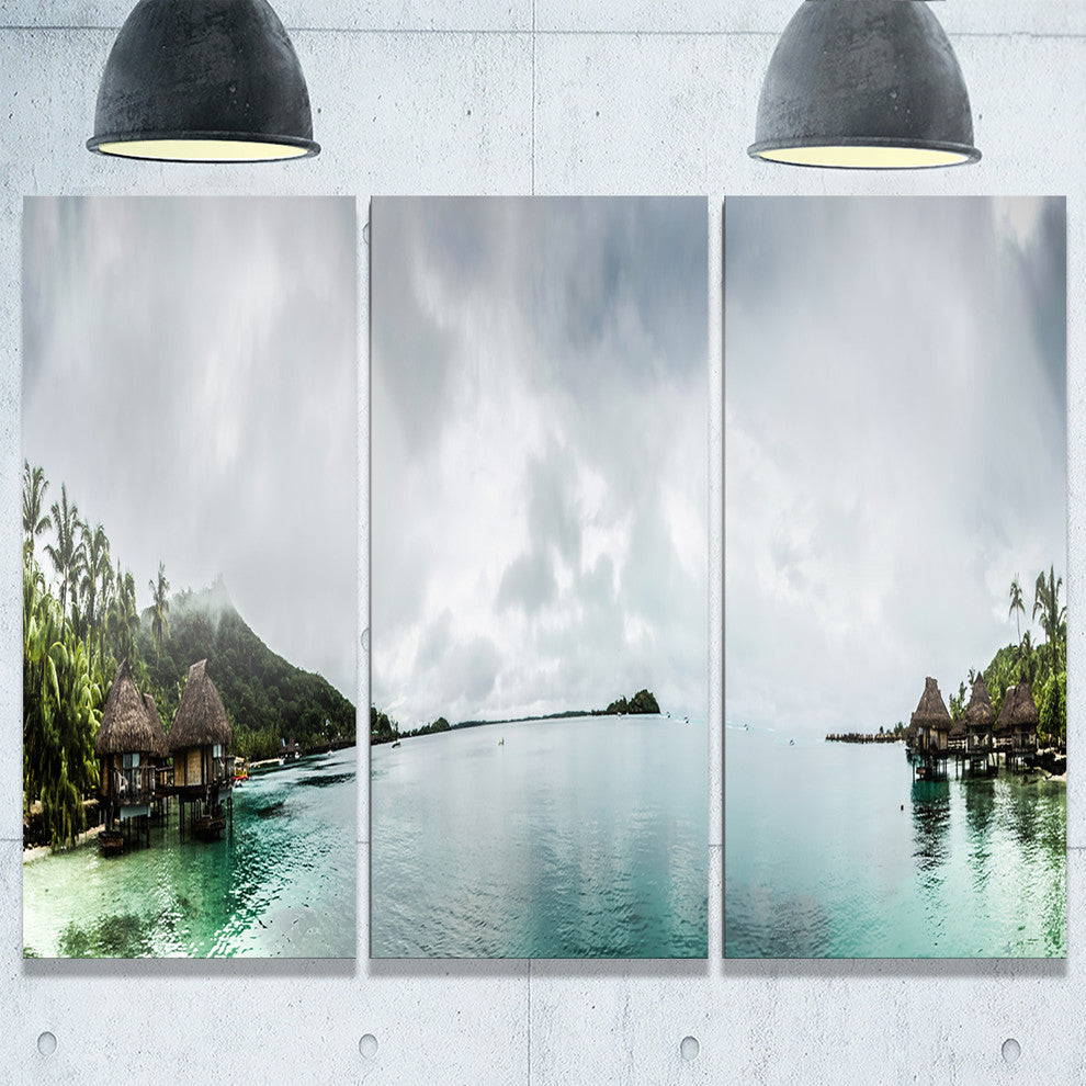 "Amazing Bora Bora Panoramic View" Metal Wall Art, 3 Panels, 36"x28"