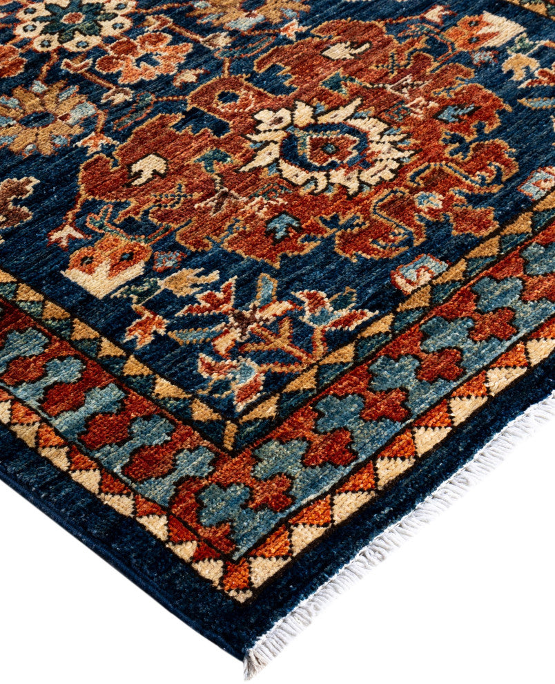 Serapi One-of-a-Kind Hand-Knotted Area Rug Blue, 2'11" x 8'2"