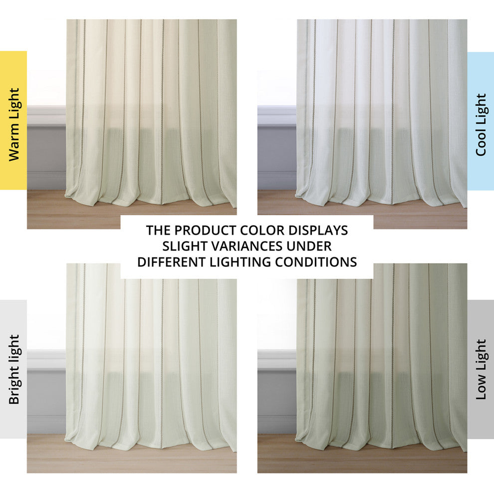 Aruba Gold Striped Linen Sheer Curtain Single Panel, 50"x108"