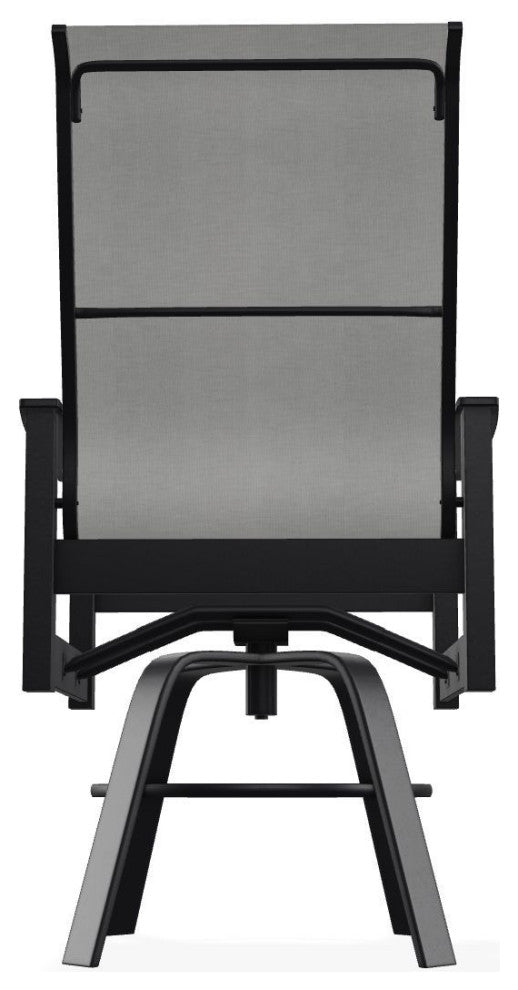 Leeward Sling Balcony Height Outdoor Swivel Armchair, Alloy/Black