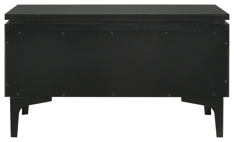 Legend Black Glaze Ash Veneer 1 Drawer Nightstand With Metal Legs