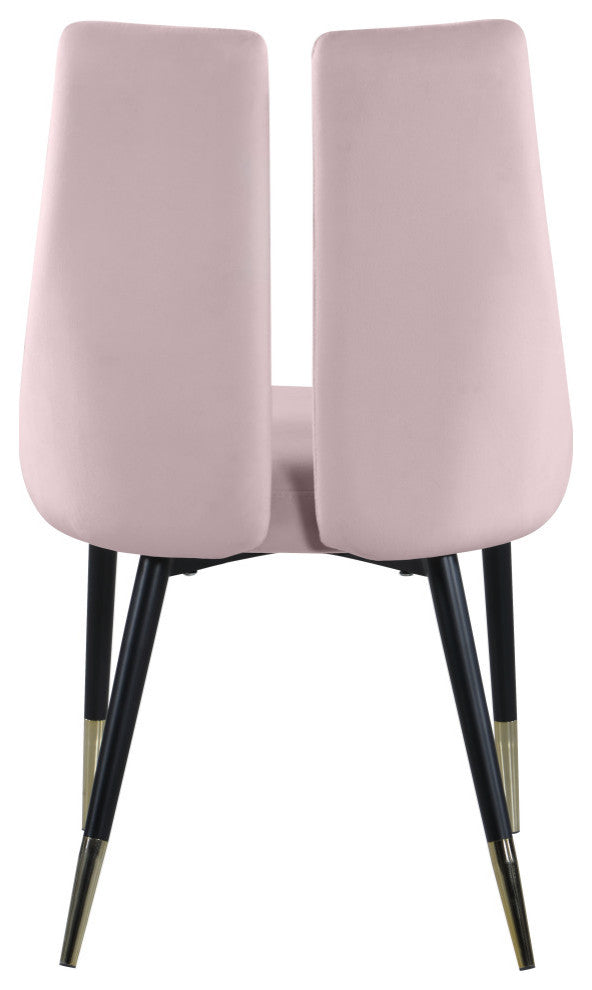 Sleek Velvet Upholstered Dining Chair (Set of 2), Pink
