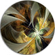 Symmetrical Gold Fractal Flower, Modern Floral Disc Metal Artwork, 36"