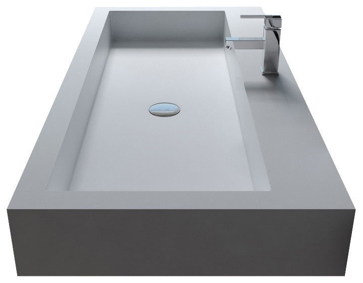 ADM Rectangular Countertop Sink, White, 60", Glossy White