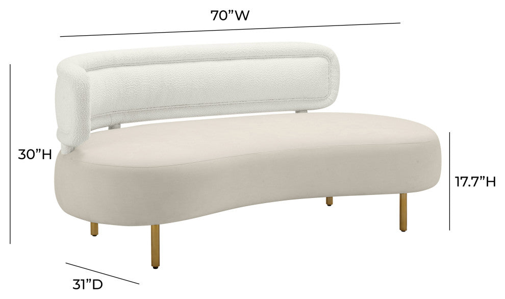 Tischa Velvet Sofa, Cream, Grey
