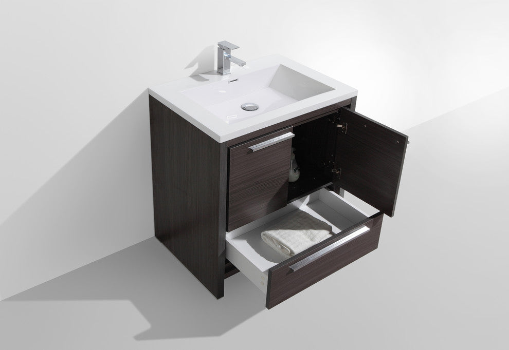 Alma-Allier Freestanding Vanity With Integrated Sink, Gray, 30"