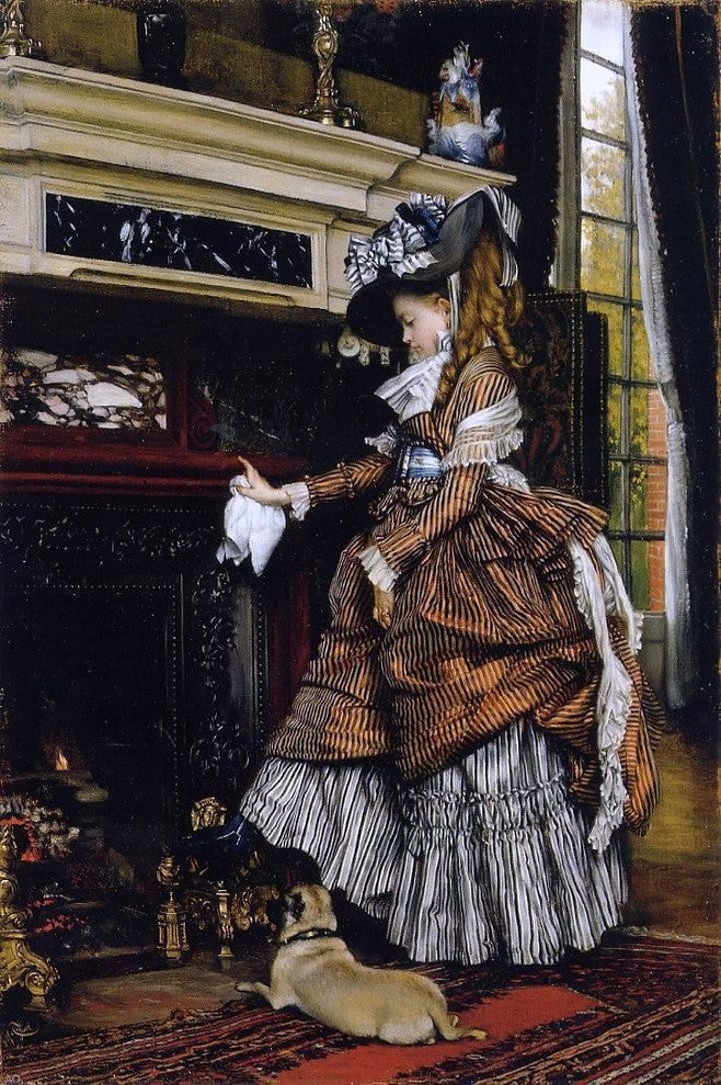 James Tissot The Fireplace - 18" x 27" Premium Canvas Print