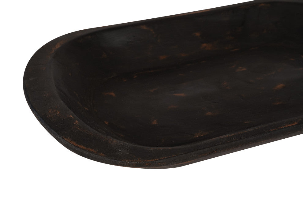 Painted Rustic Farmhouse Wooden Dough Bowl, Black