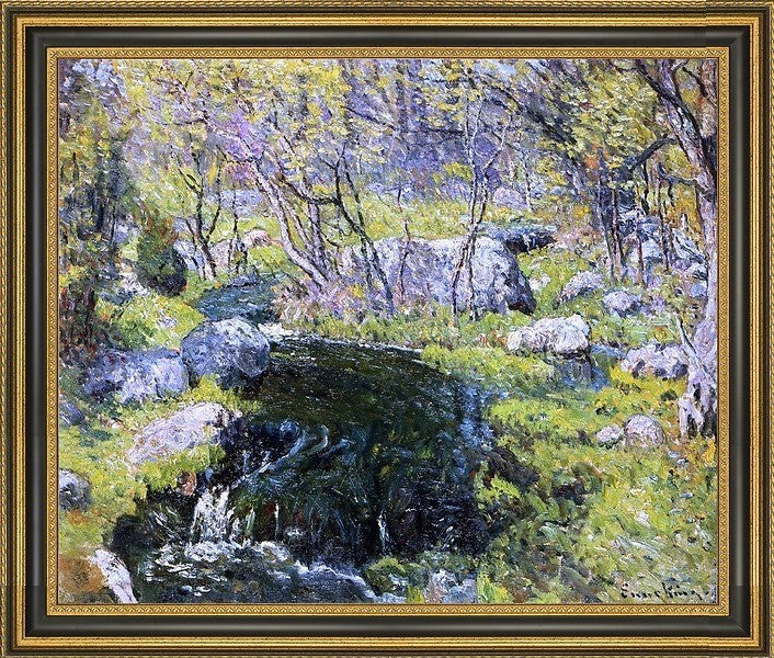 John Joseph Enneking Stream in Spring Framed Premium Canvas Print, 20"x25"