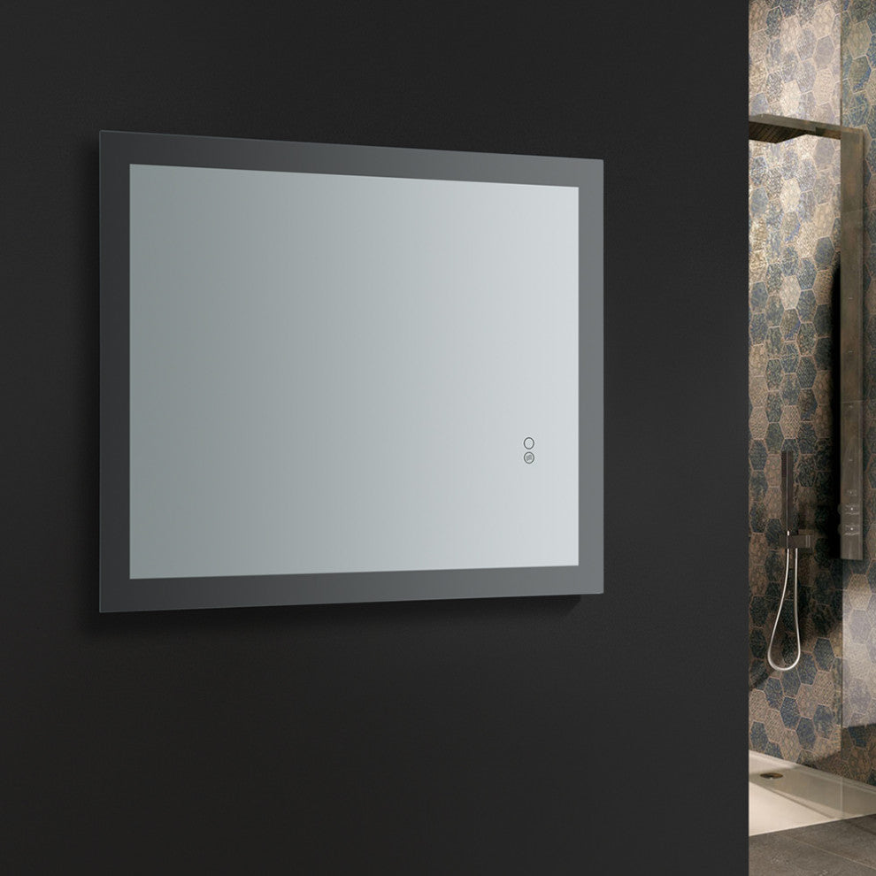 Angelo Bathroom Mirror With Halo Style LED Lighting and Defogger, 24"x30"