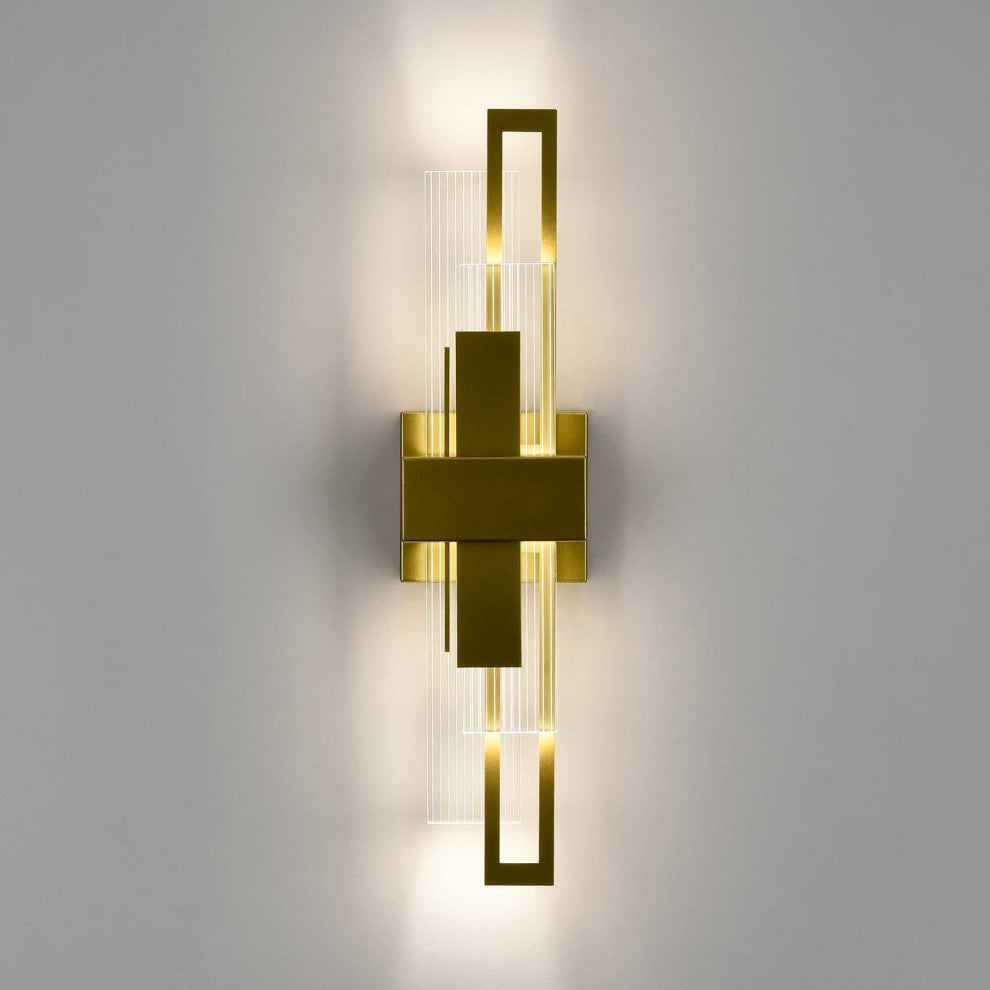 Modern Rectangle LED Wall Sconce Gold With Acrylic Shade 4000K