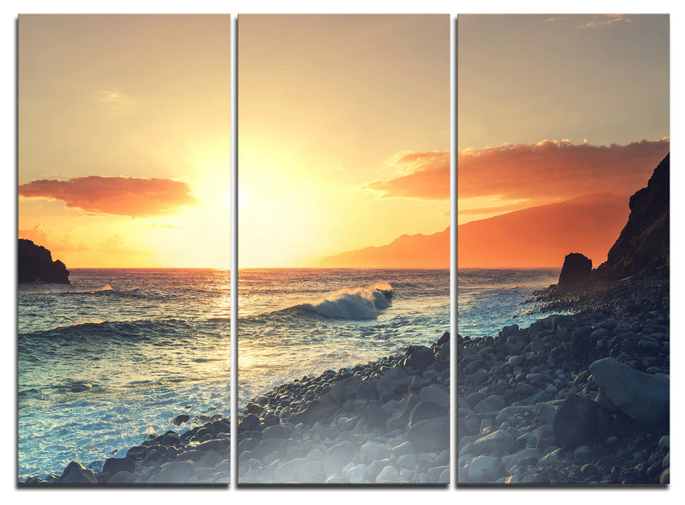 "Madeira Coast With Blue Waters" Metal Wall Art, 3 Panels, 36"x28"