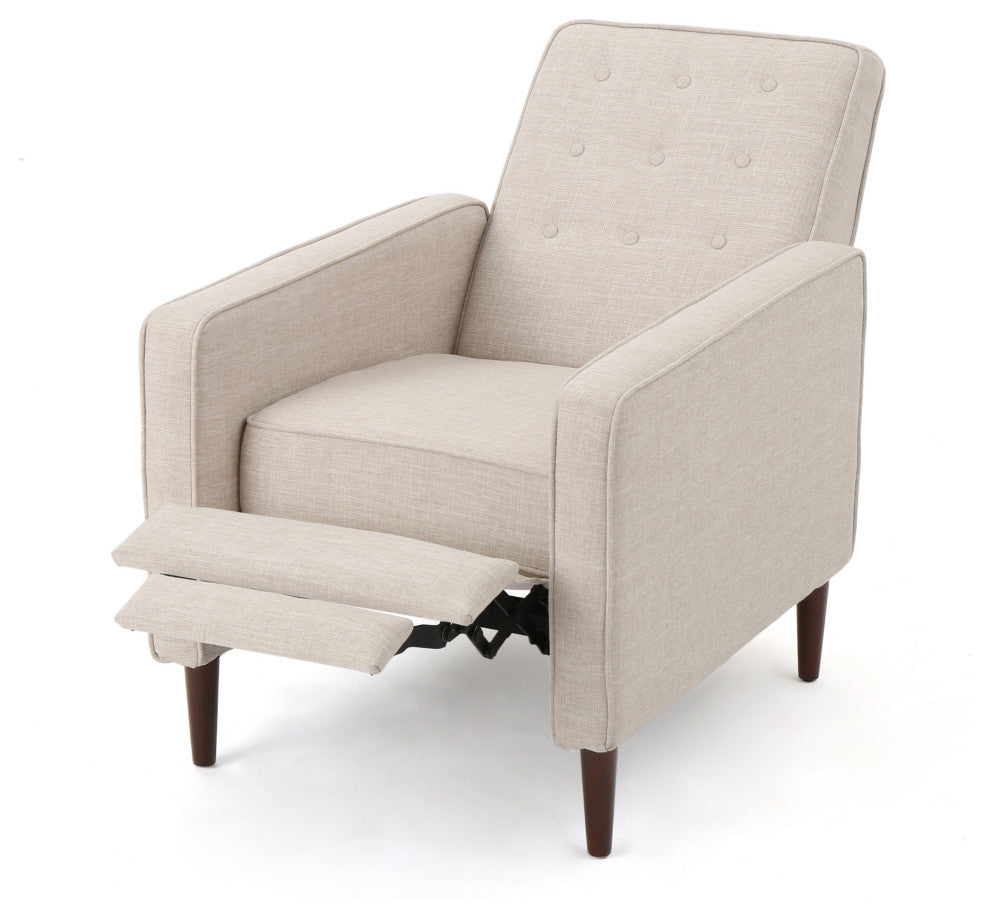 GDF Studio Macedonia Mid-Century Modern Button Tufted Recliner, Wheat Fabric