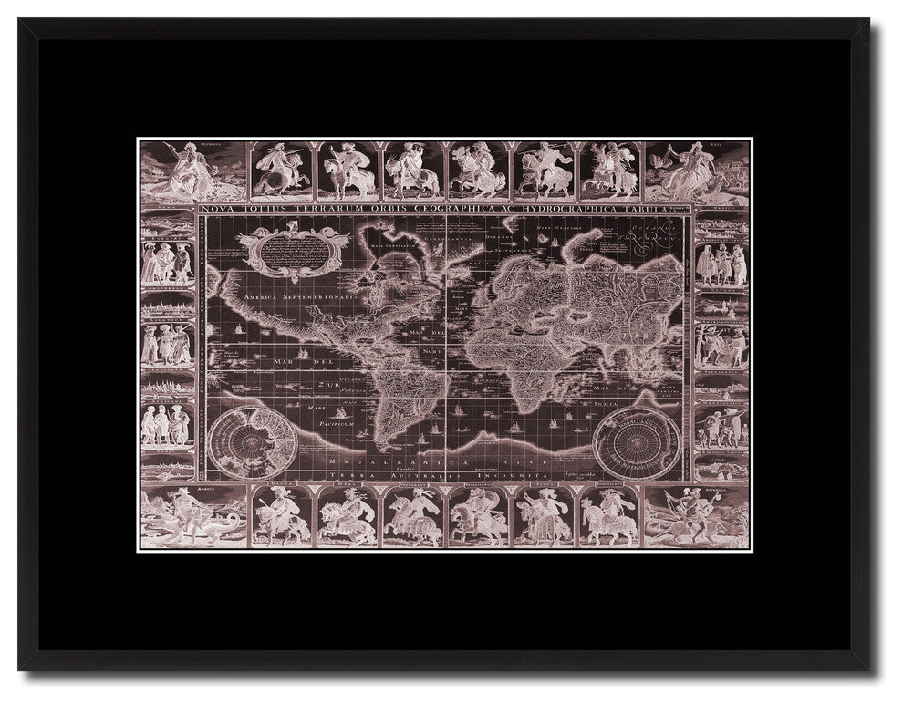 World Vintage Vivid Sepia Map Canvas, 16"x21"