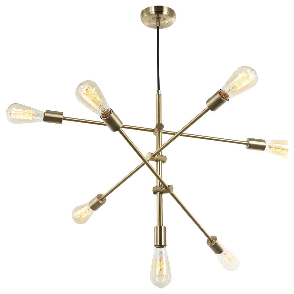 7LT Incandescent Adjustable Pendant, Aged Brass