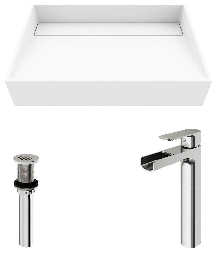 Starr 23"L x 15"W MatteStone Vessel Sink and Amada 10"H Faucet Set