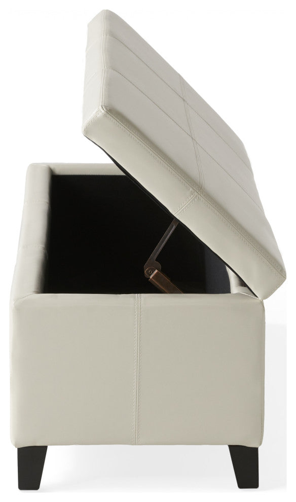 GDF Studio Skyler Beige Fabric Storage Ottoman Bench, Ivory
