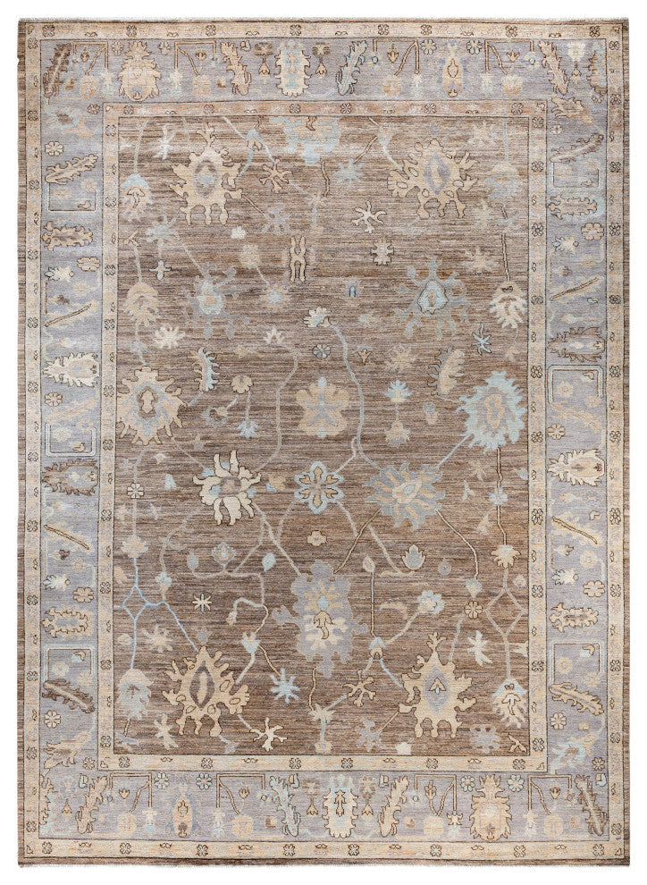 Oushak One-of-a-Kind Hand-Knotted Area Rug Gray, 9'9" x 13'8"