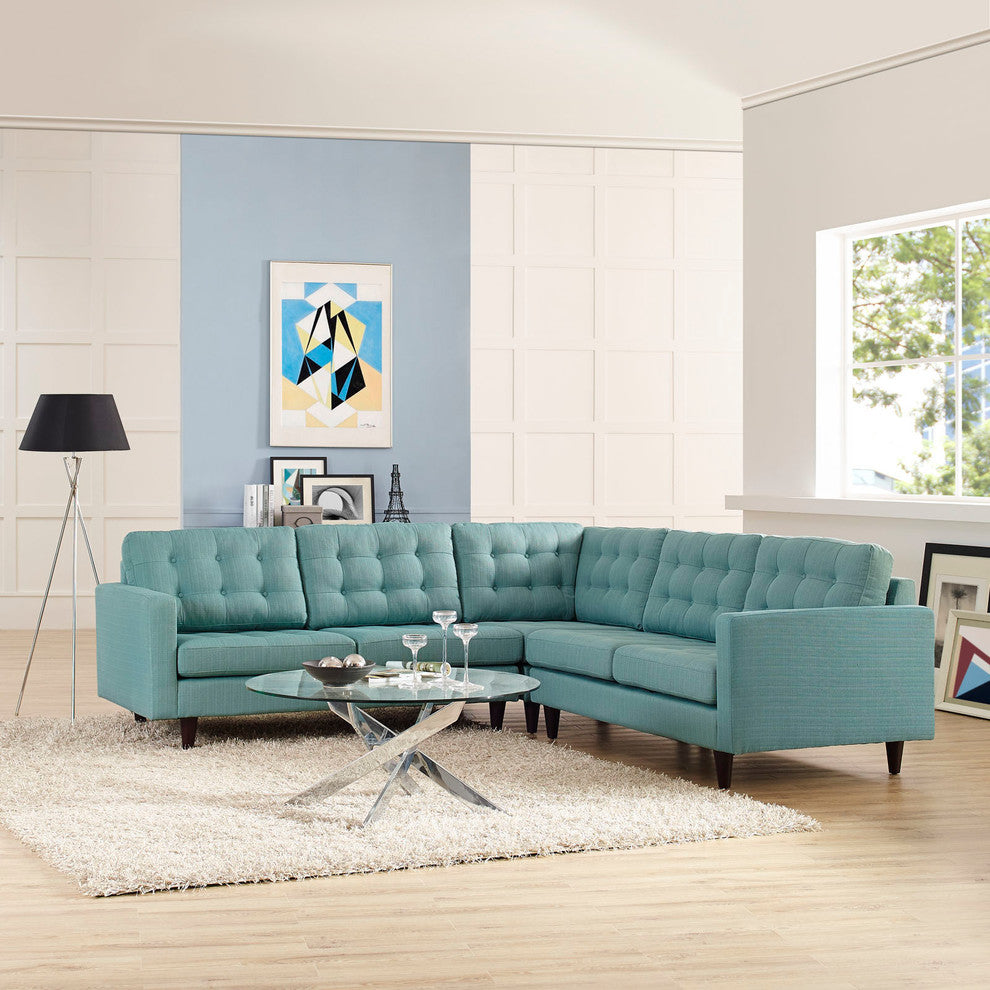 Modern Laguna Empress 3 Piece Upholstered Fabric Sectional Sofa Set