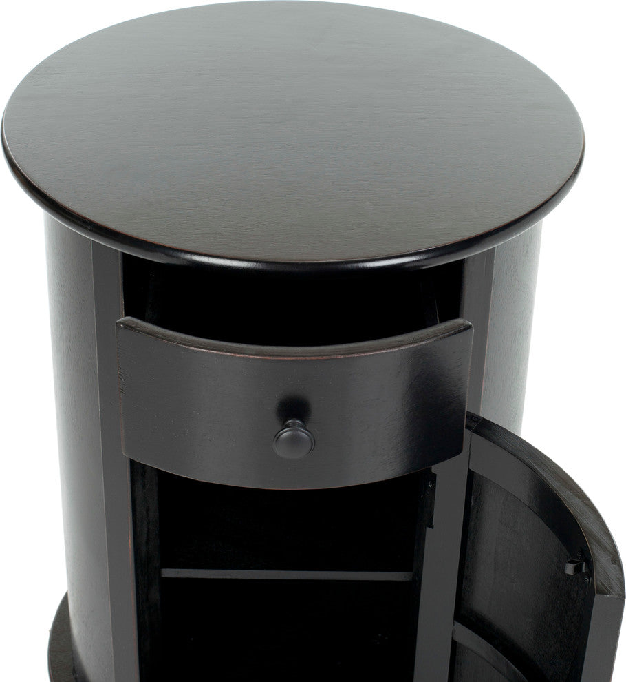 Safavieh Tabitha Oval Swivel Accent Table, Distressed Black