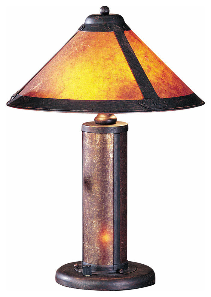 40W Mica Accent Lamp with Nite Lite, Rust Finish, Mica Shade
