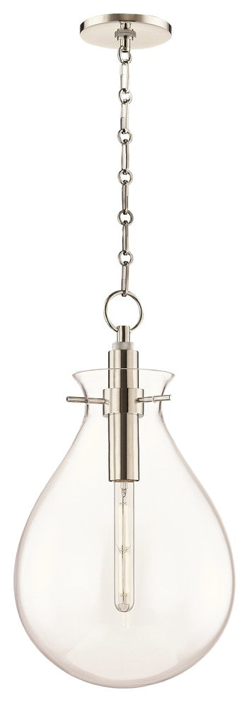 Ivy LED Medium Pendant With Clear Glass Shade, Polished Nickel