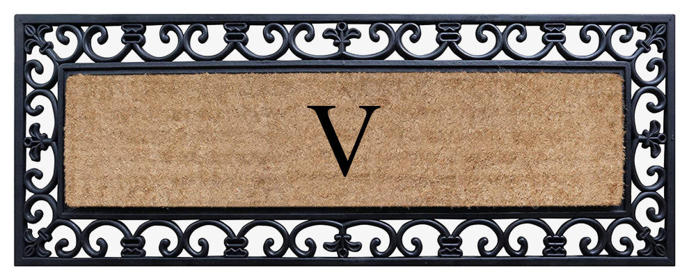 First Impression Hand Crafted Myla Monogrammed Large Entry Doormat, 18"x48", V