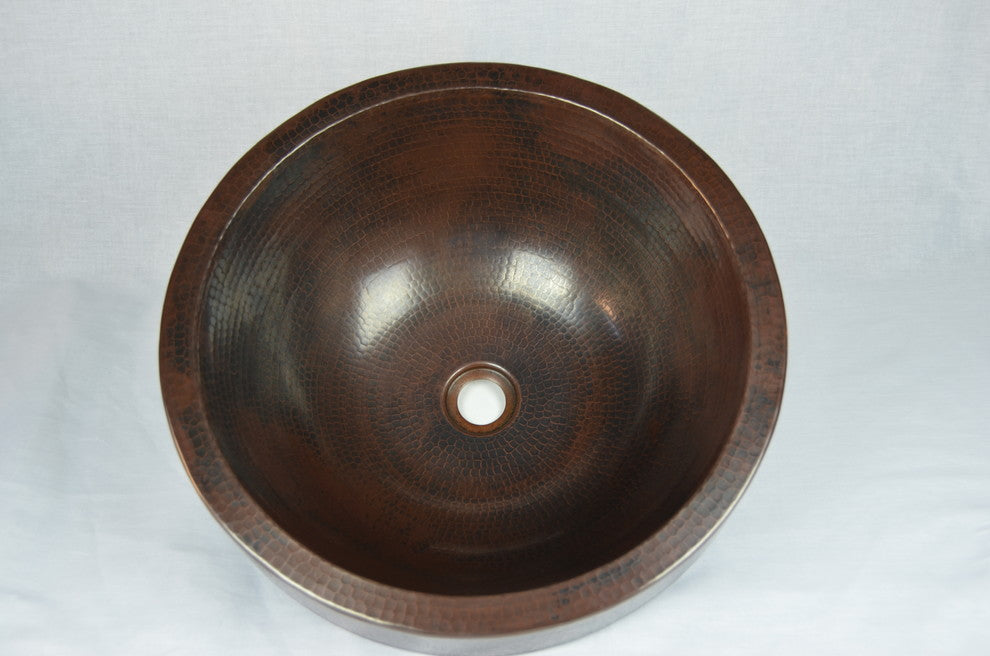 Round copper sink with apron 3"