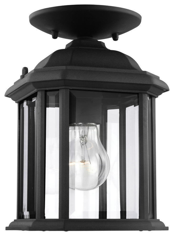 Generation Lighting 1-Light Outdoor Semi-Flush Convertible Pendant, Black