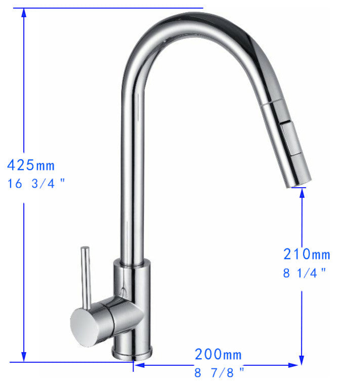Vanity Art Pull Out Kitchen Faucet, Chrome