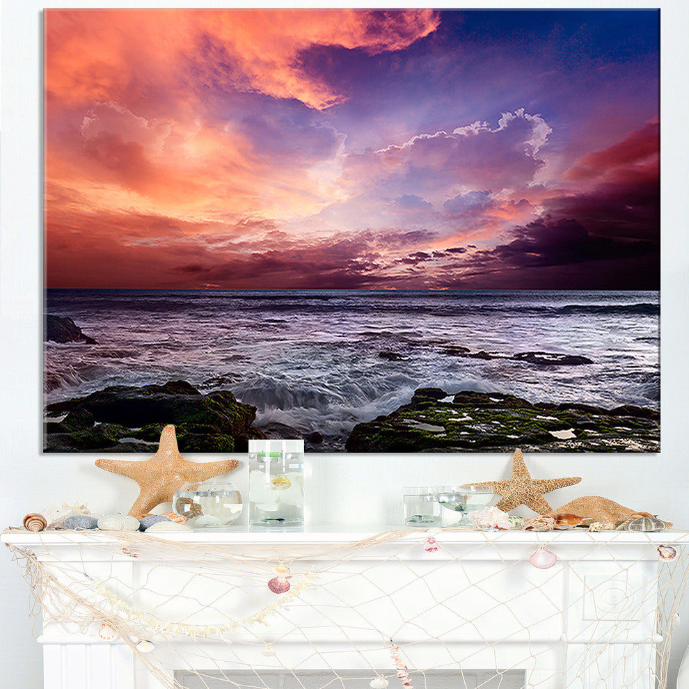"Rocky Coast With Dramatic Sky" Seashore Canvas Wall Art, 40"x30"