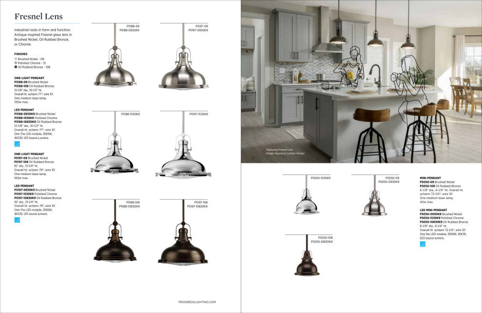 1-Light Pendant, Brushed Nickel