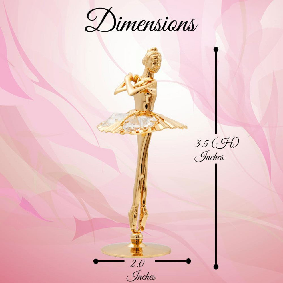 24K Gold Plated Crystal Studded Ballerina With Arms Crossed Figurine