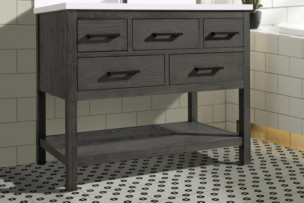 Betty 42" Bathroom Vanity, Weathered Gray Finish