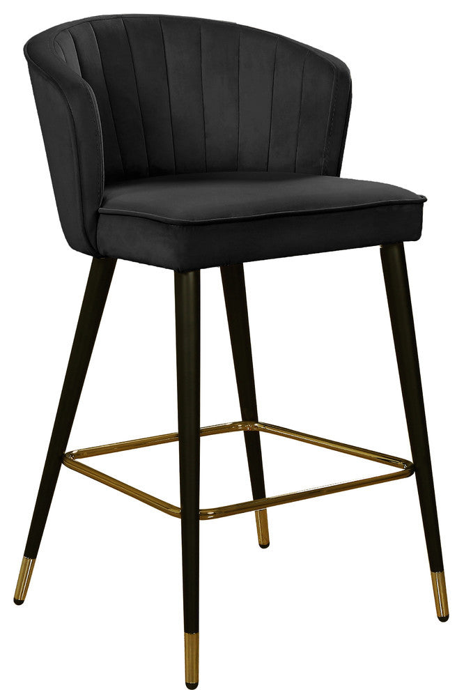 Cassie Velvet Upholstered Stool, Set of 2, Black