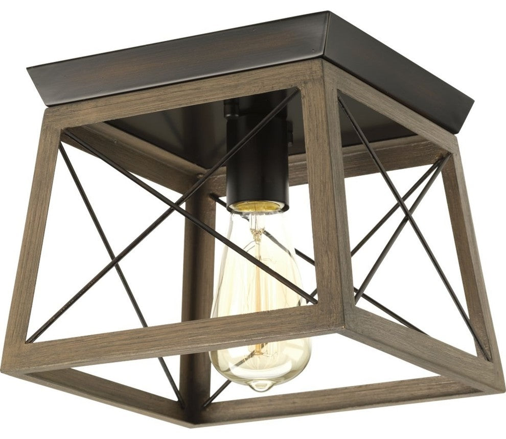 Progress Lighting Briarwood 1-Light Flush Mount, Antique Bronze