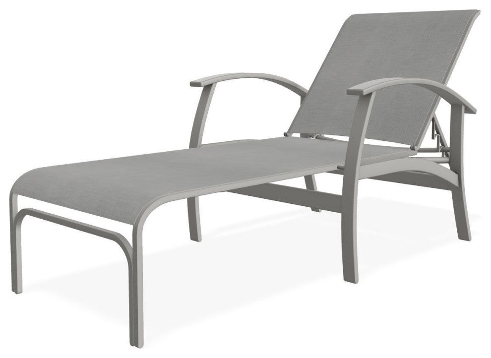 Belle Isle Sling 4-Position Outdoor Chaise Lounge, Alloy/Snow