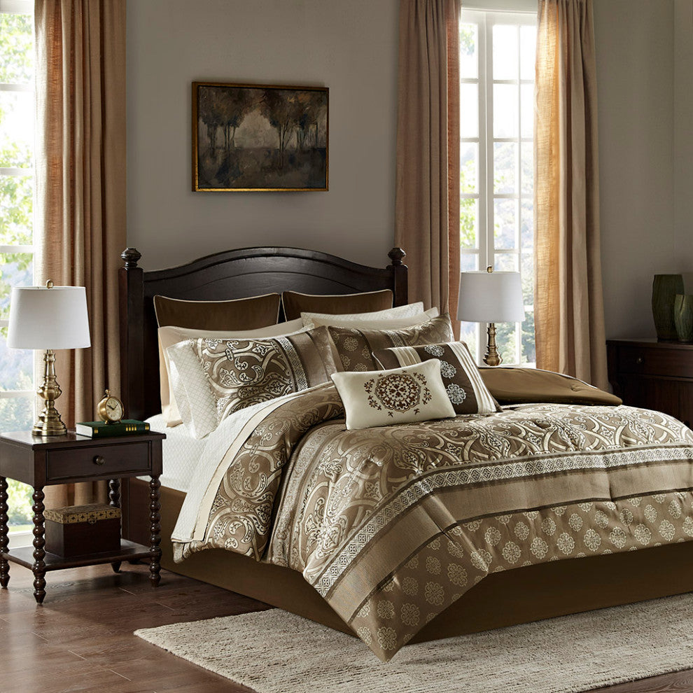 Madison Park Essentials Zara 16 Piece Jacquard Comforter Set