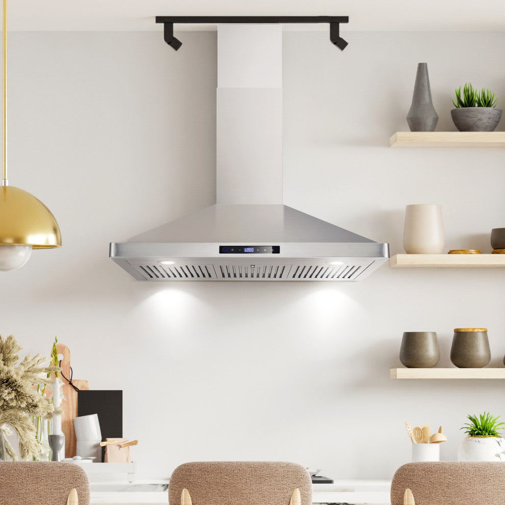 36 in. Ductless Wall Mount Range Hood in Stainless Steel with Touch Controls
