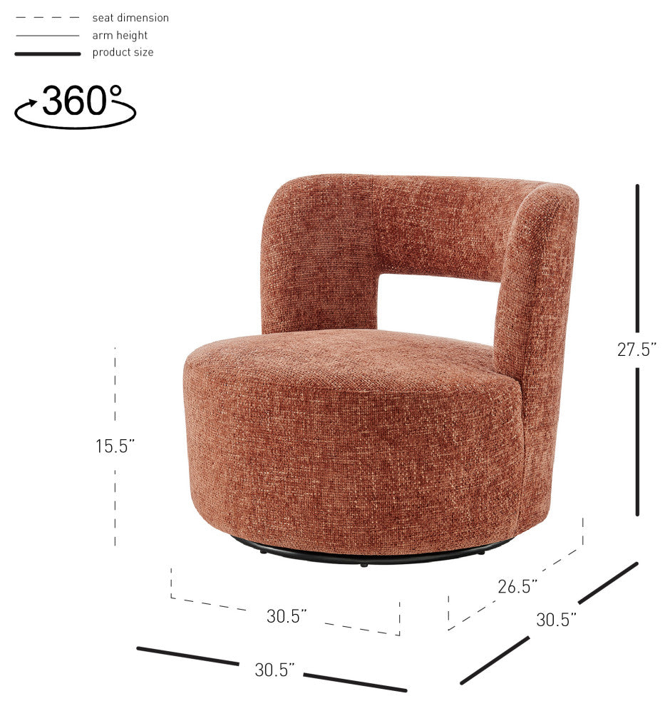 Jazzlyn Fabric Swivel Accent Chair, Grenada Terracotta