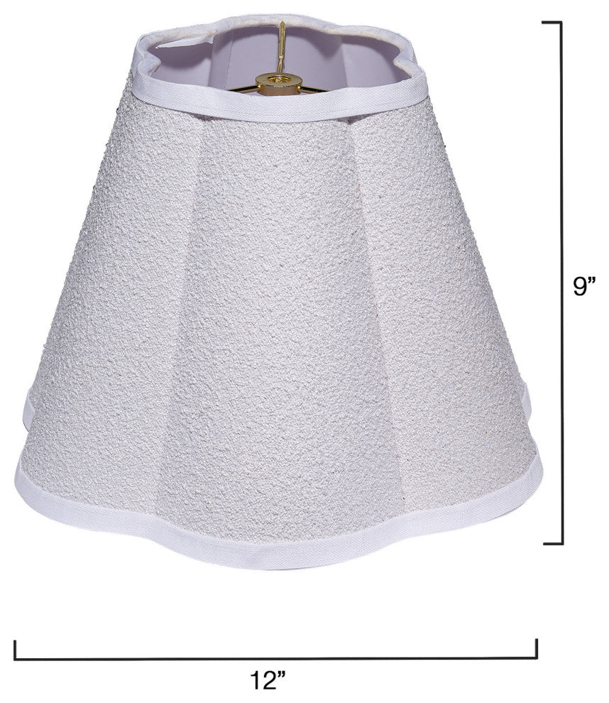Scalloped Lamp Shade, White Linen, Small