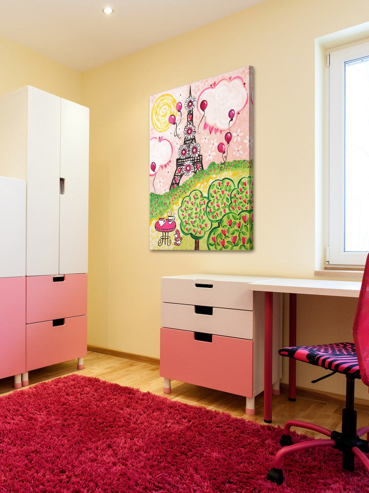 Marmont Hill, "Paris in Pink" by Nicola Joyner Painting on Wrapped Canvas, 16x24