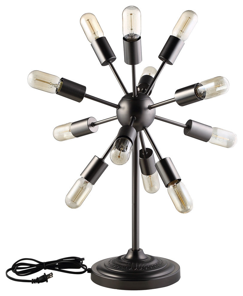 Modern Urban Contemporary Metal Table Lamp, Black Steel