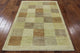 Neutral Multicolor Checked Gabbeh Hand-Knotted Wool Rug, 4'x6'