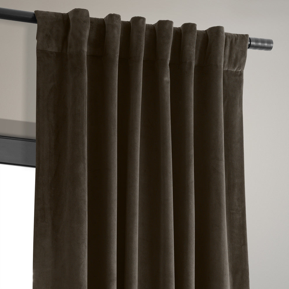 Signature Java Blackout Velvet Curtain Single Panel, 50"x84"