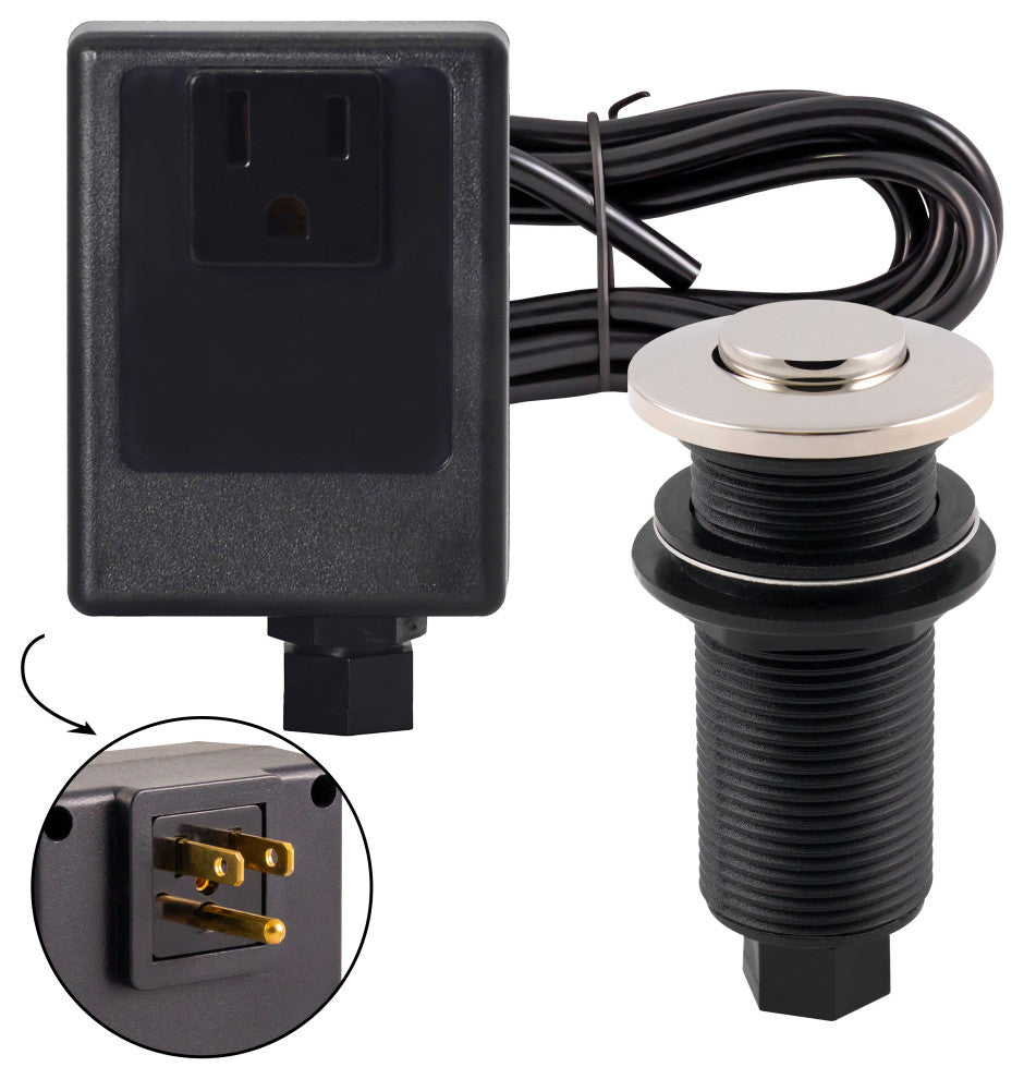 Disposal Air Switch And Single Outlet Control Box In Polished Nickel, Polished Nickel