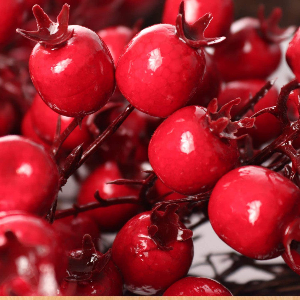 24" Red Berry Wreath 24" Hawthorn Twig Berries Holiday Decorative