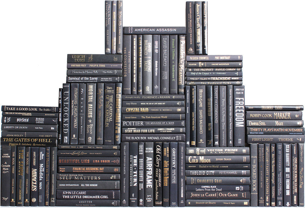 Modern Book Wall Set, Onyx Accents, Set of 100