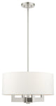 Livex Cresthaven 4 Light Brushed Nickel Chandelier, Off-white Fabric Shade