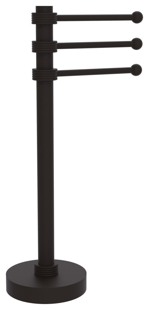 Vanity Top 3 Swing Arm Towel Holder with Groovy Accents, Oil Rubbed Bronze